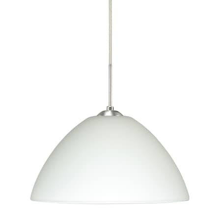 Besa Lighting Tessa Cord Pendant, White, Satin Nickel Finish, 1x9W LED 1JT-420107-LED-SN